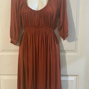 New York & Company Terracotta Long Sleeve Dress
